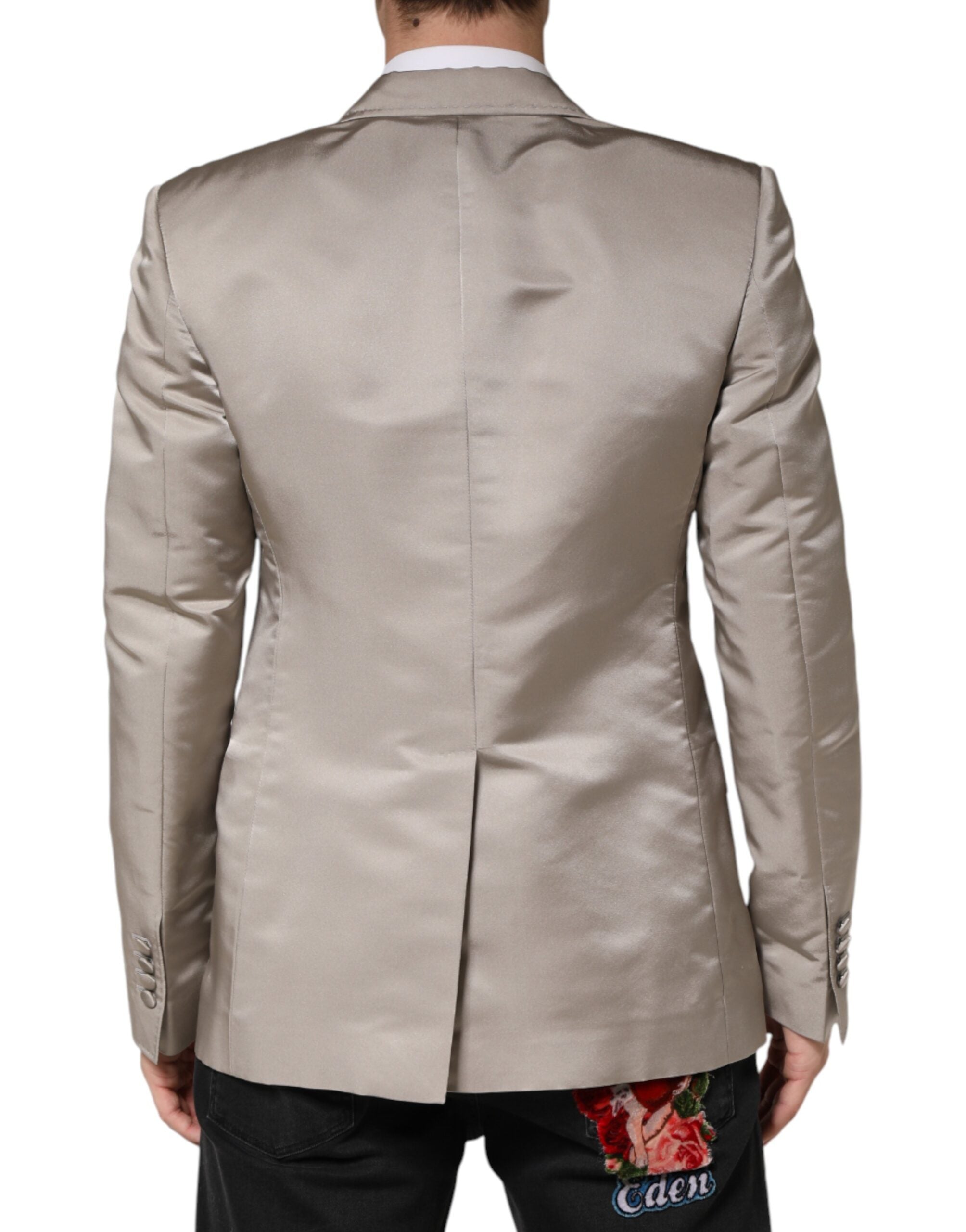 Dolce & Gabbana Beige Silk Single Breasted Jacket Men Blazer - Luxe Marca