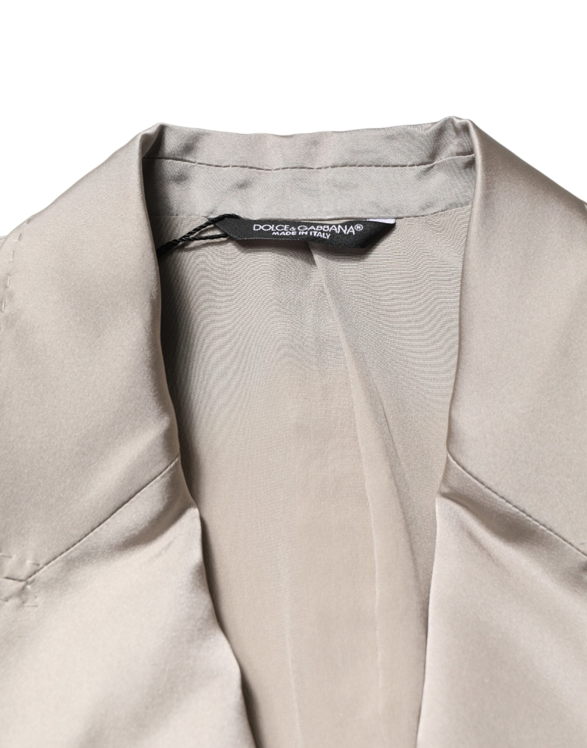 Dolce & Gabbana Beige Silk Single Breasted Jacket Men Blazer - Luxe Marca