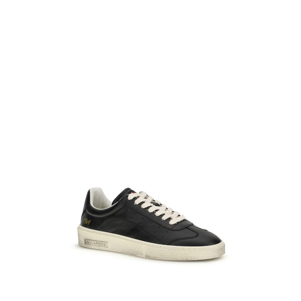 Dsquared² Black Calf Leather Bos Taurus Low Top Sneakers - Luxe Marca