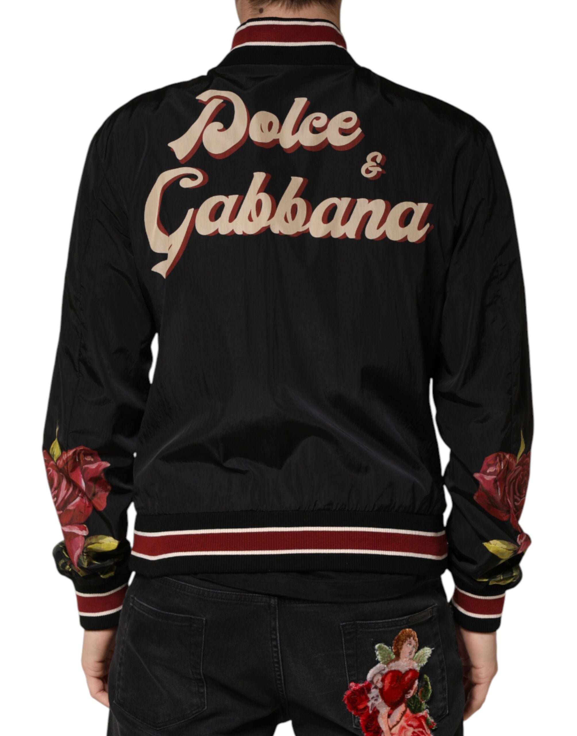 Dolce & Gabbana Black Pin Up Button Down Men Bomber Jacket - Luxe Marca