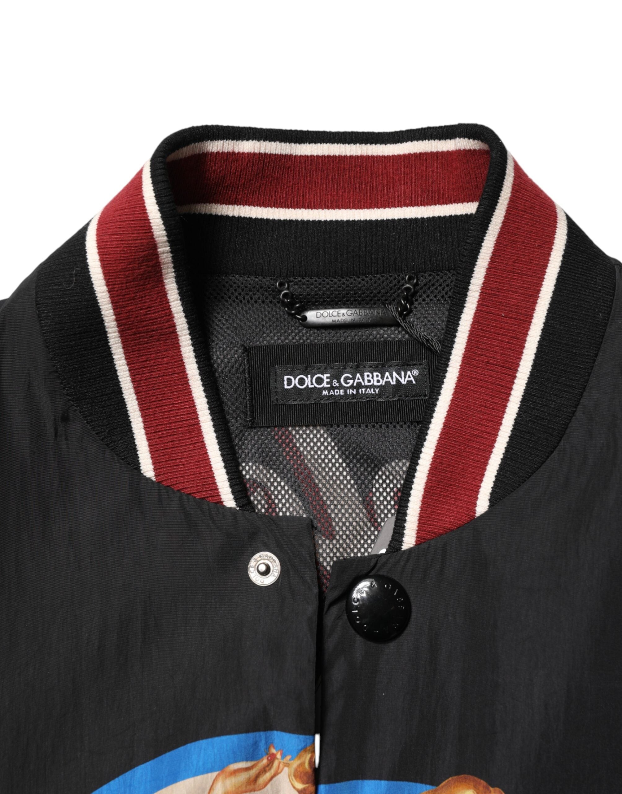 Dolce & Gabbana Black Pin Up Button Down Men Bomber Jacket - Luxe Marca