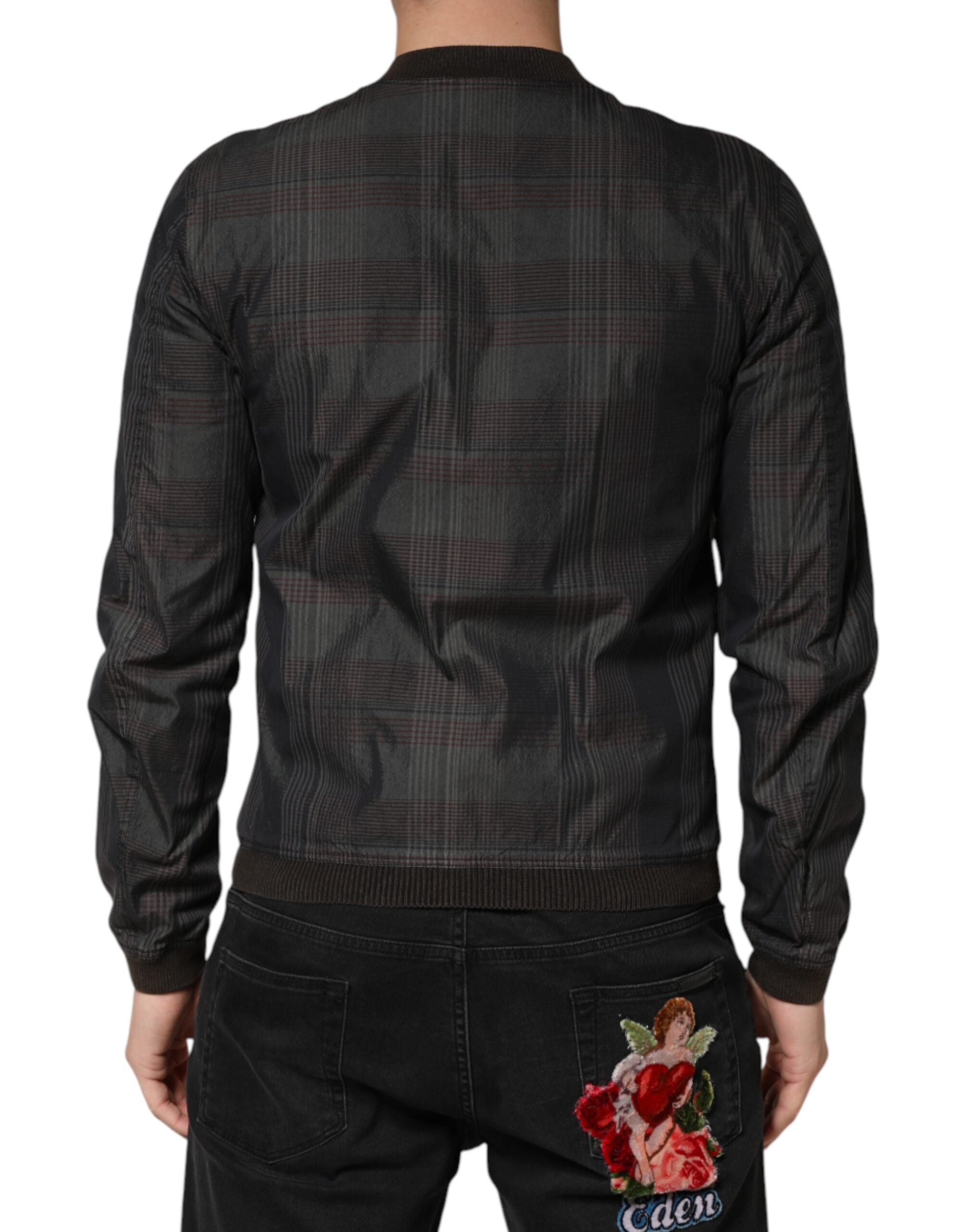 Dolce & Gabbana Black Stripes Cotton Full Zip Bomber Jacket - Luxe Marca