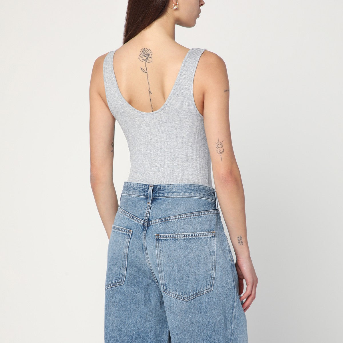 ANINE BING ANINE BING Ginny grey ribbed bodysuit