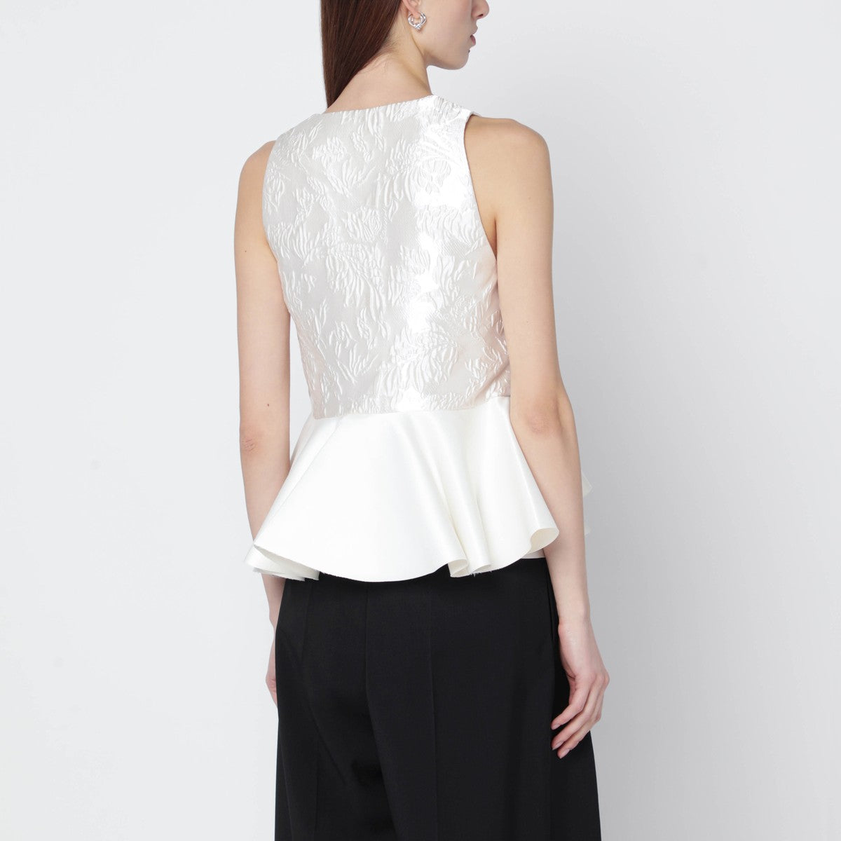 Ganni GANNI Ivory satin peplum top