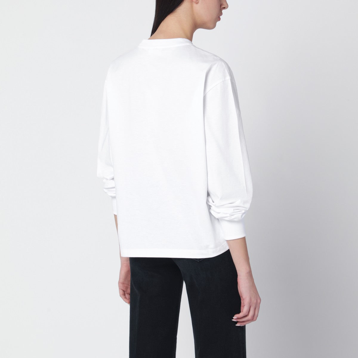 Ganni GANNI White knit top with logo print