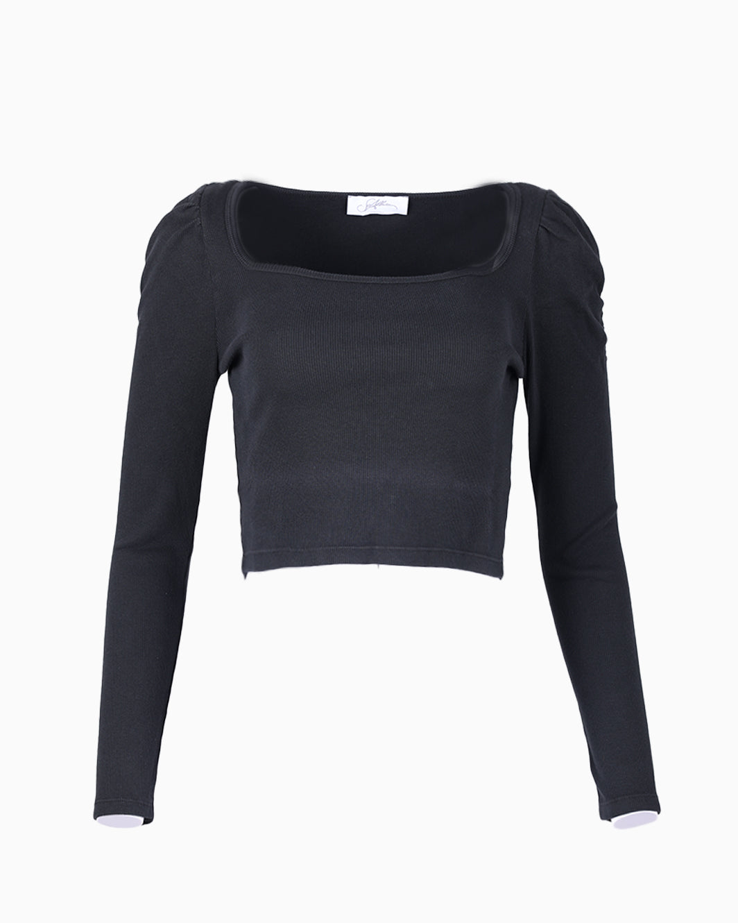 Sallure black puff sleeve crop top 