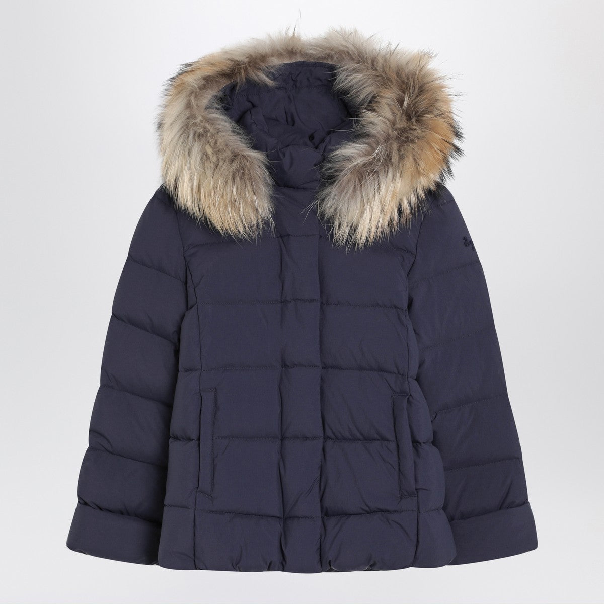 Il Gufo Il Gufo Blue nylon hooded down jacket