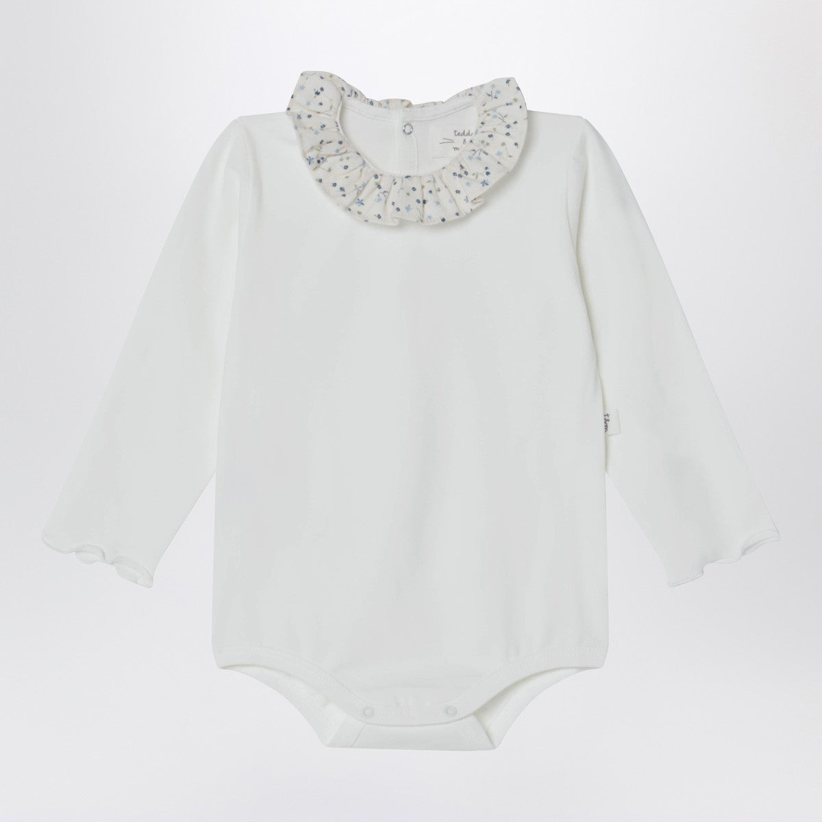 Teddy & Minou Teddy & Minou White bodysuit with neckline and floral print
