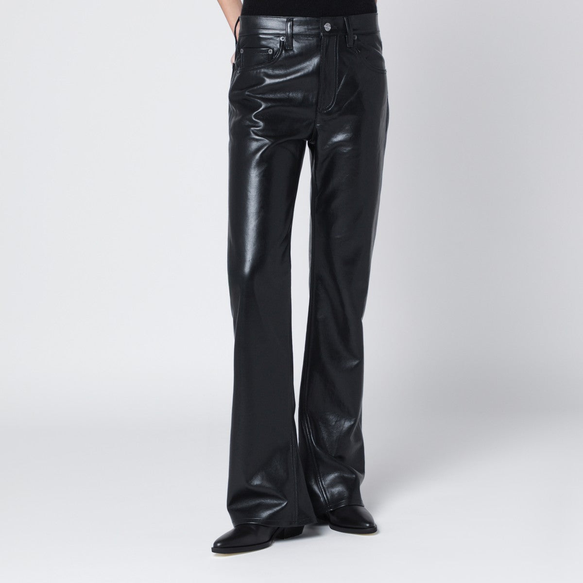 Agolde AGOLDE Black faux leather trousers Mid Rise Kick Boot