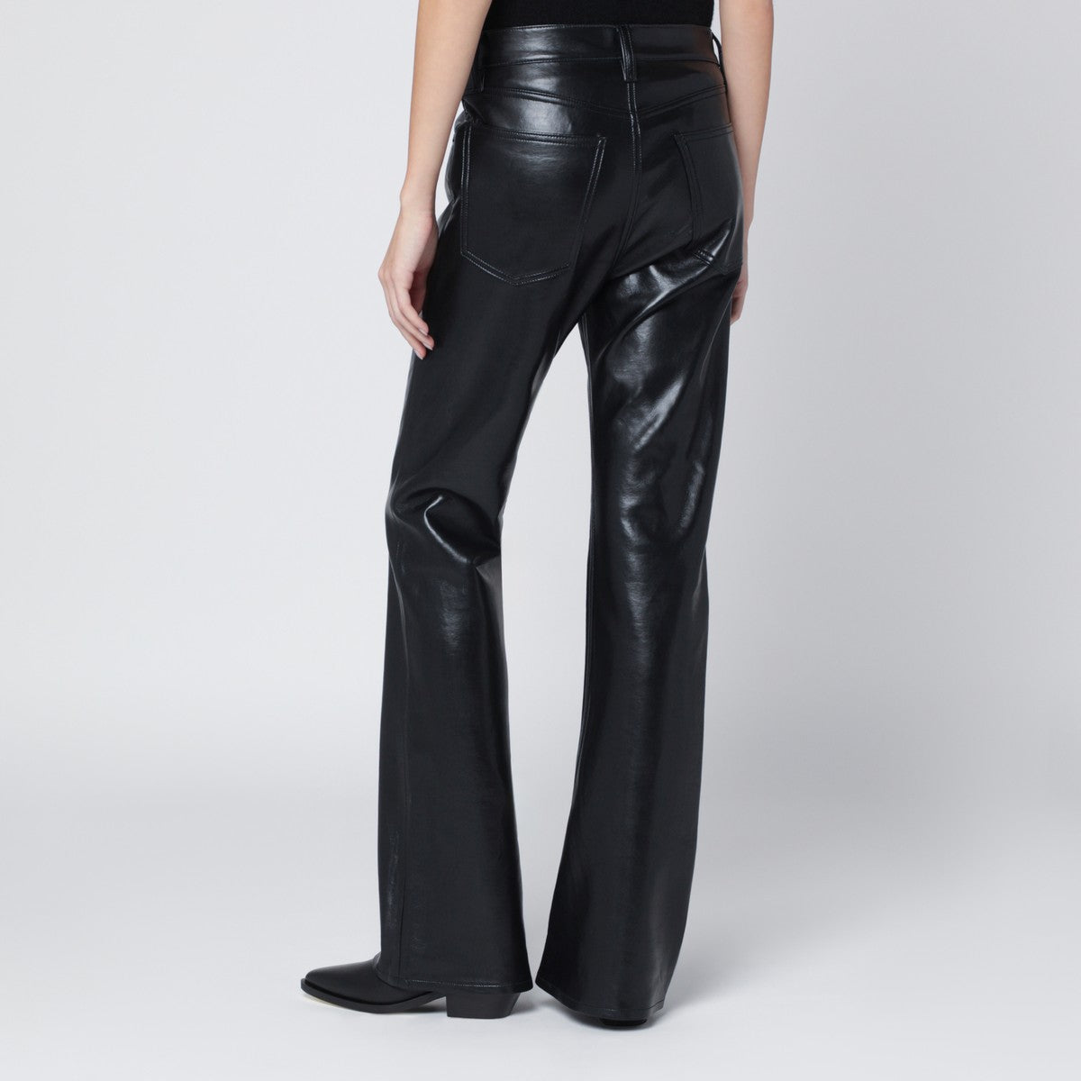 Agolde AGOLDE Black faux leather trousers Mid Rise Kick Boot