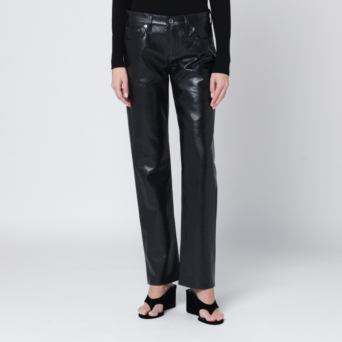 Agolde AGOLDE Black faux leather trousers Low Rise Slim