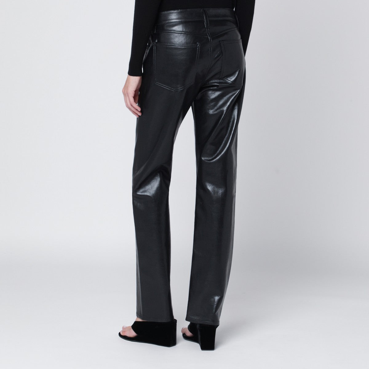 Agolde AGOLDE Black faux leather trousers Low Rise Slim