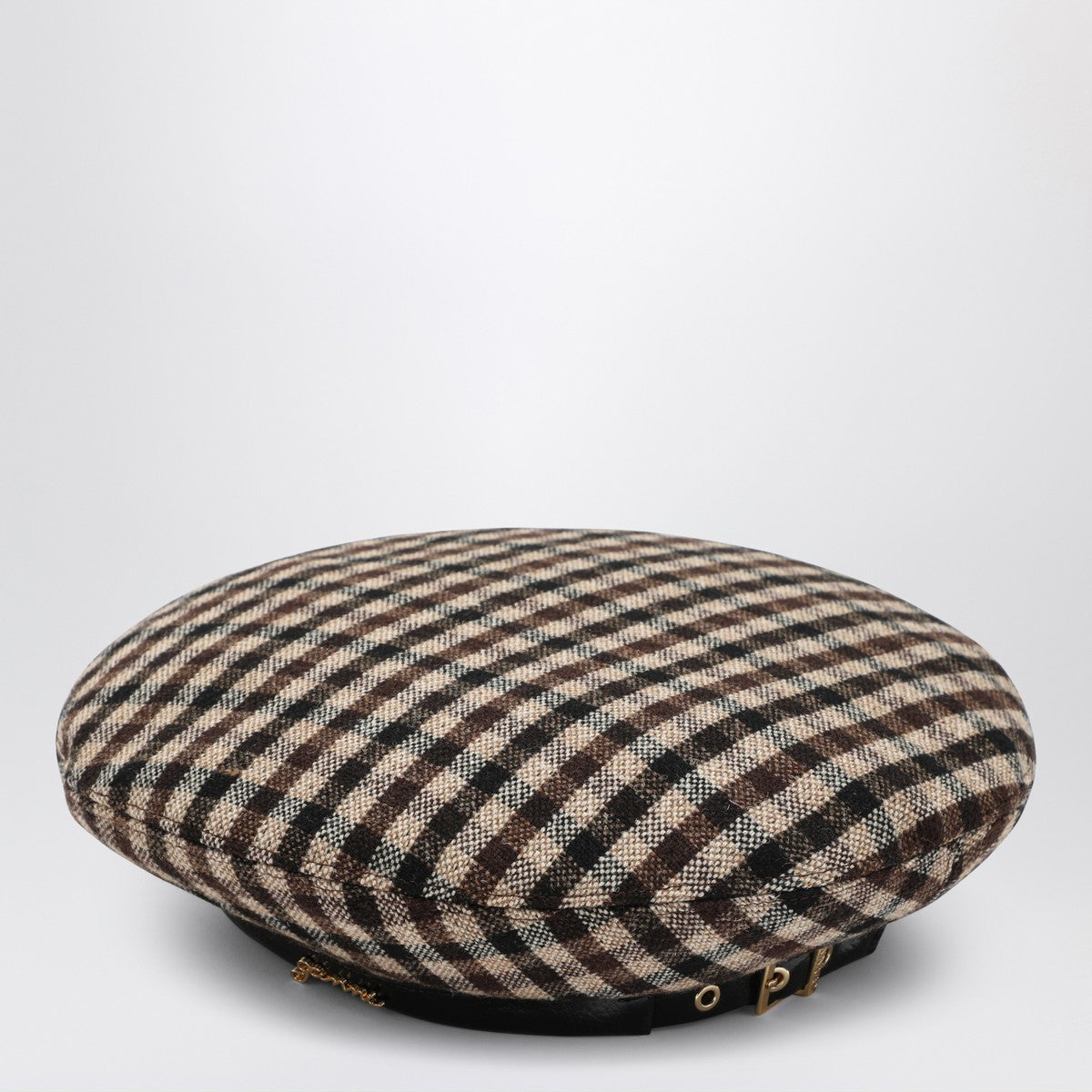 Ganni GANNI Brown check wool beret