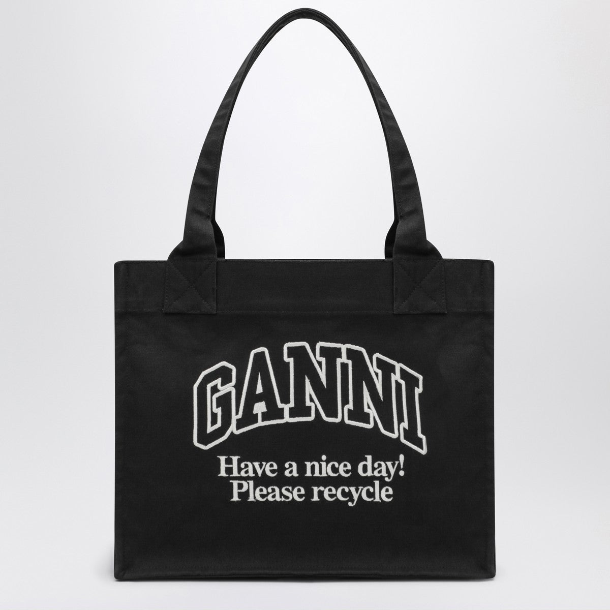 Ganni GANNI Large black canvas tote bag