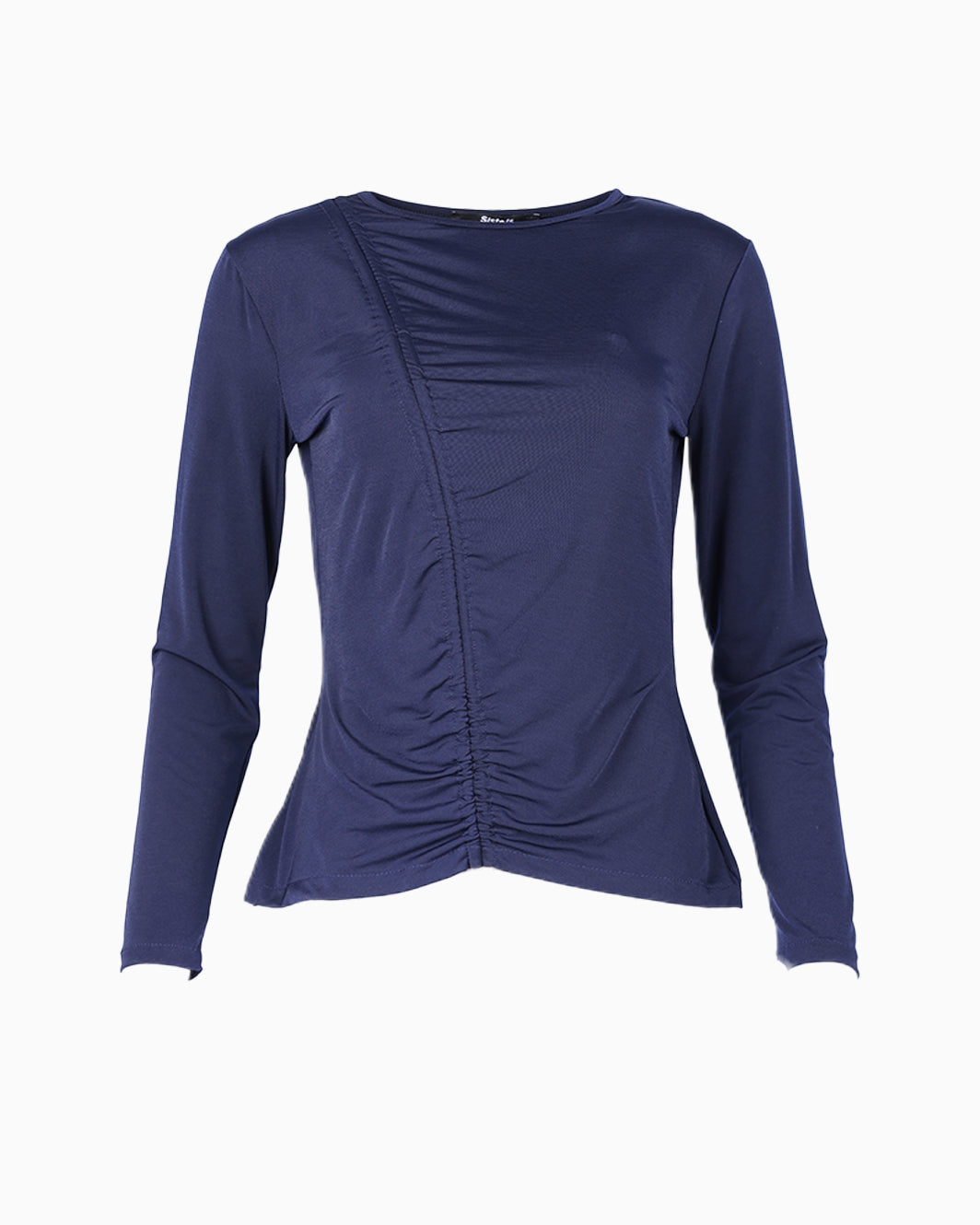 Siste's Notte Blue Long Sleeve T-Shirt with Jewel Drawstring and Ruched Detail – Luxe Marca