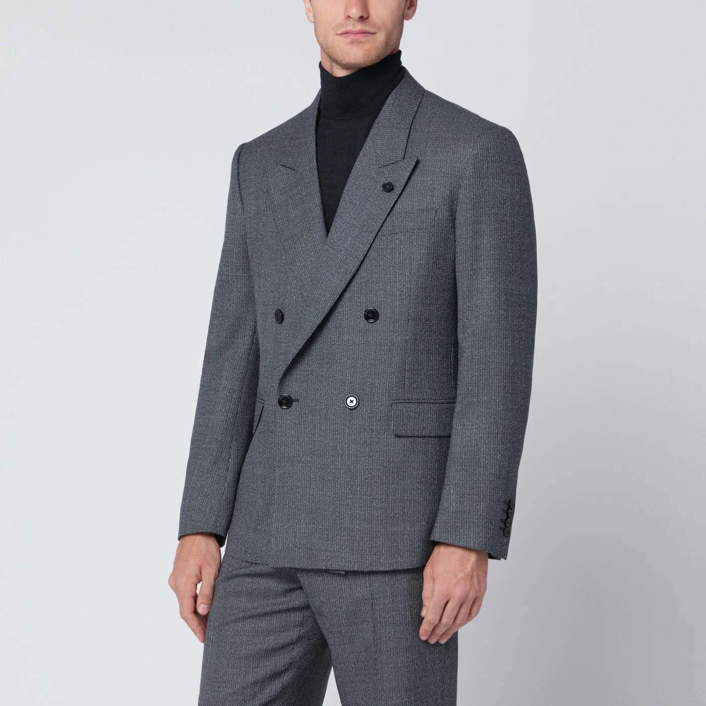 Lardini Grey wool double-breasted jacket