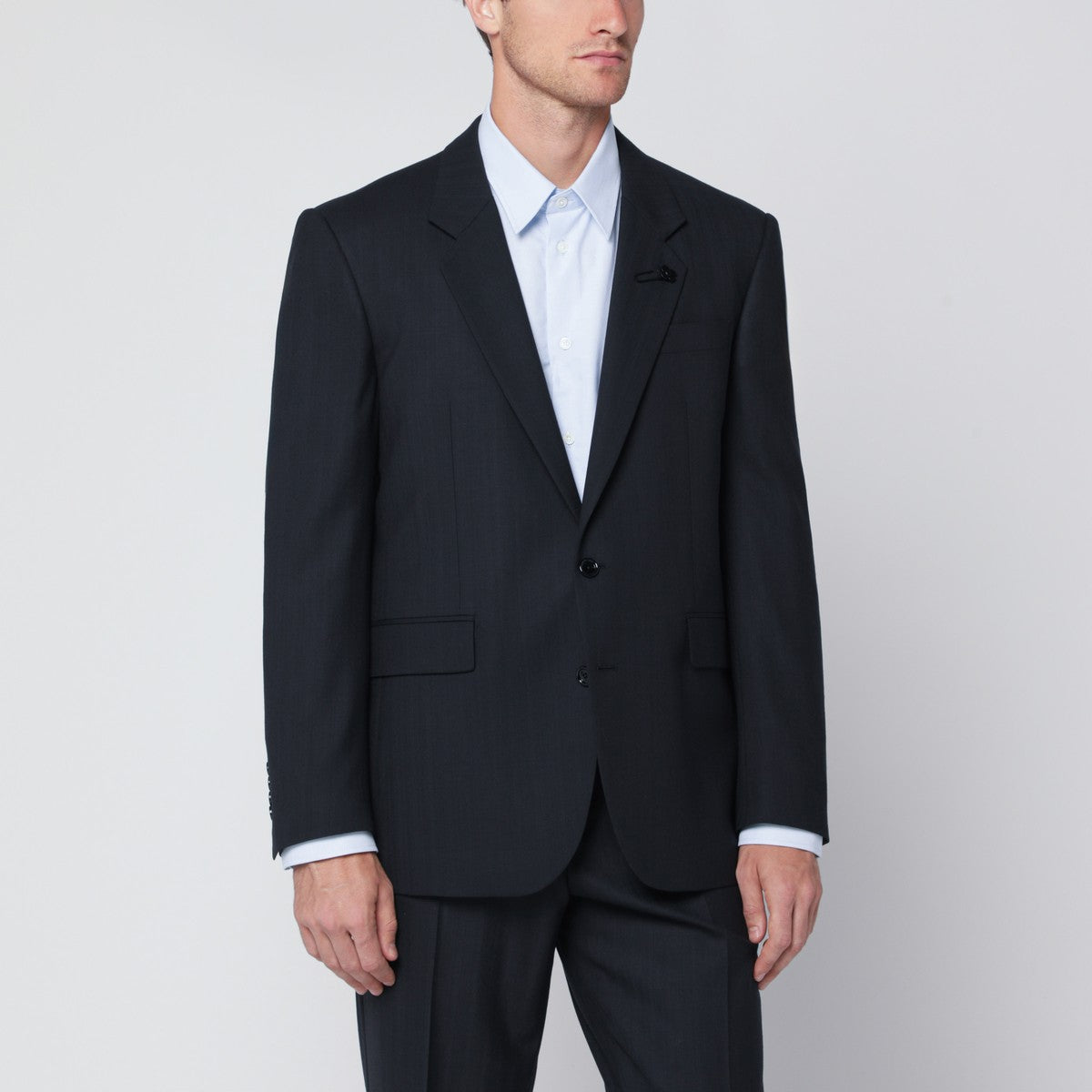 Lardini Lardini Single-breasted blue wool blend jacket