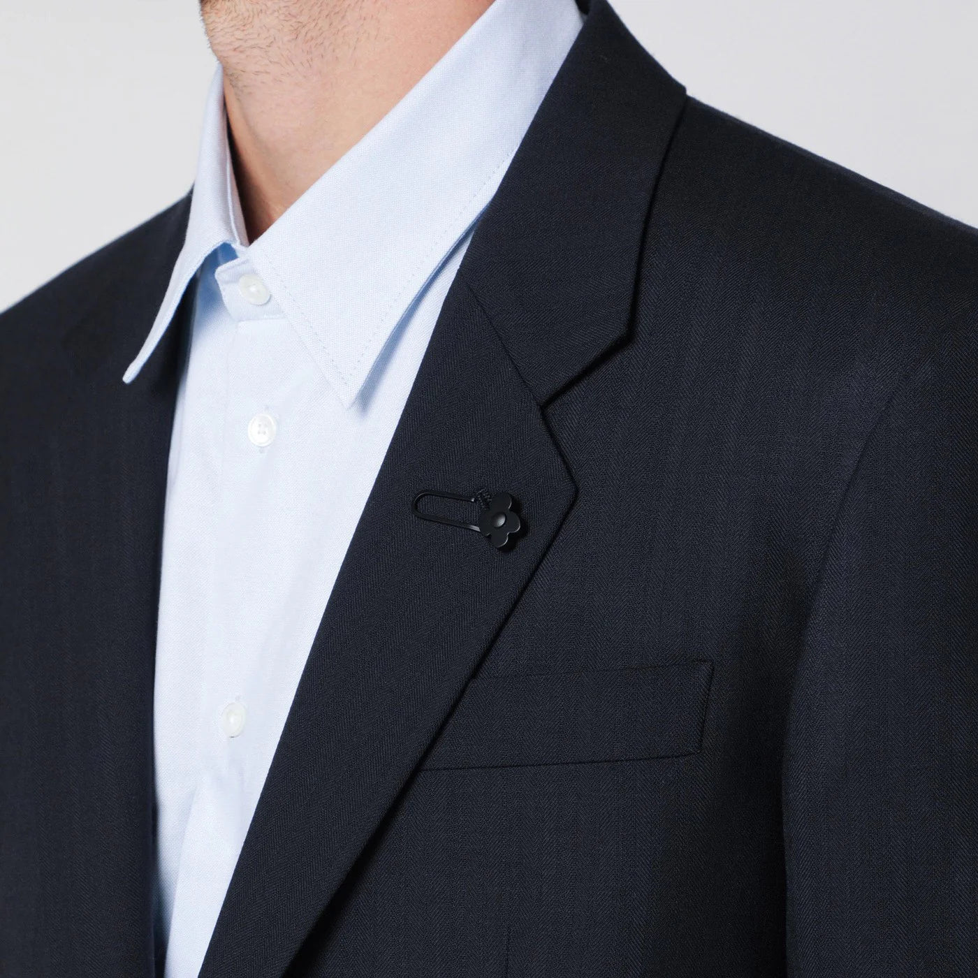Lardini Single-breasted blue wool blend jacket