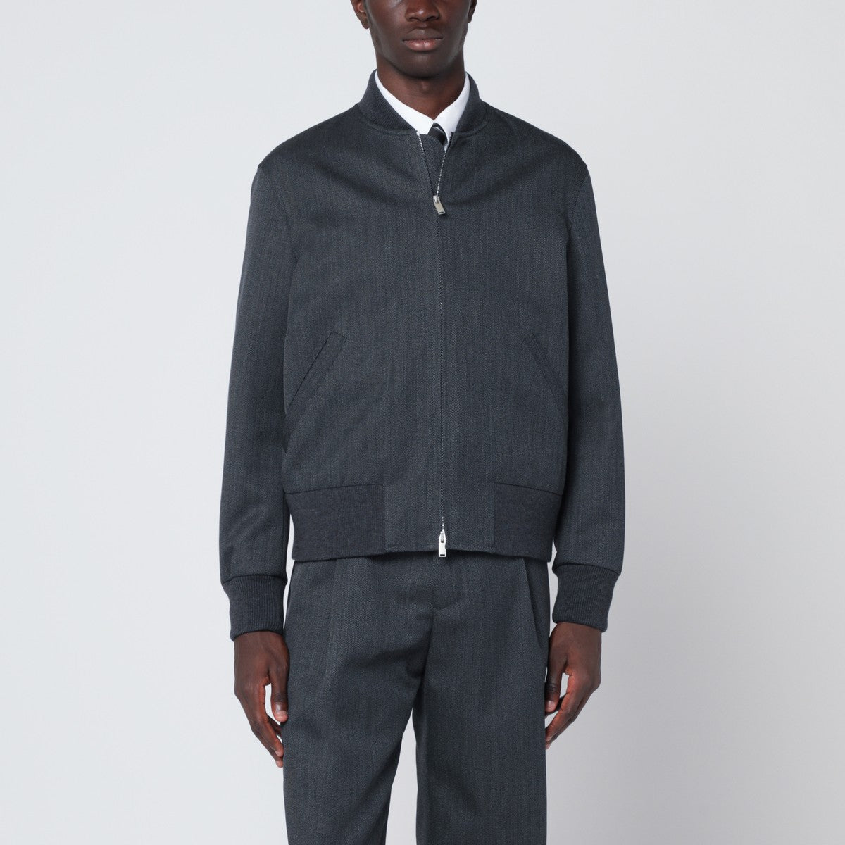 Lardini Lardini Grey wool zip bomber