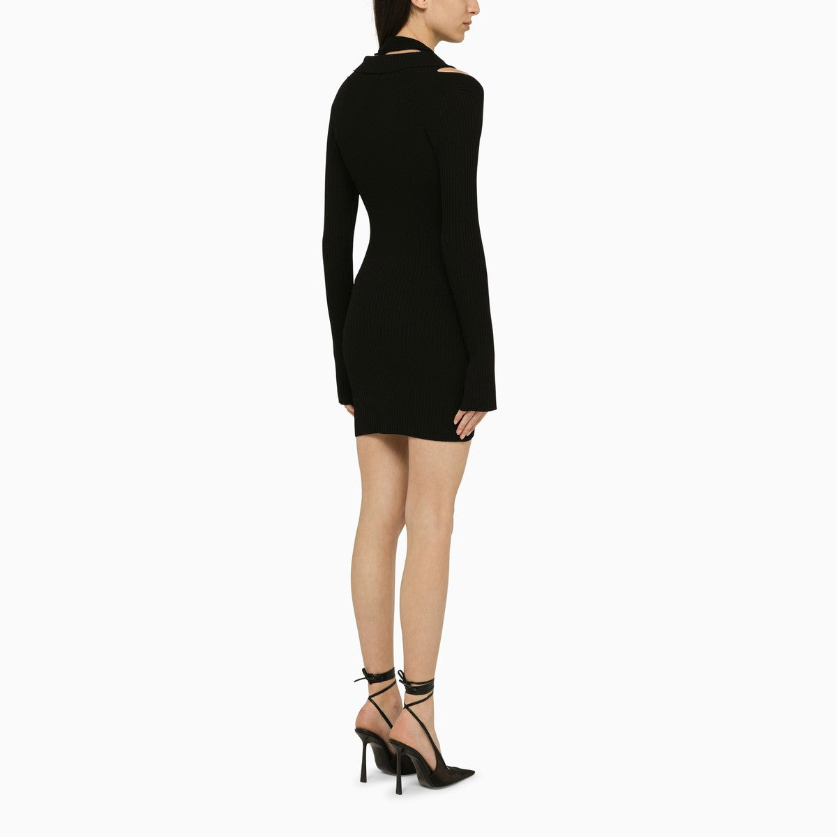 ANDREĀDAMO ANDREĀDAMO Black ribbed mini dress with cut out