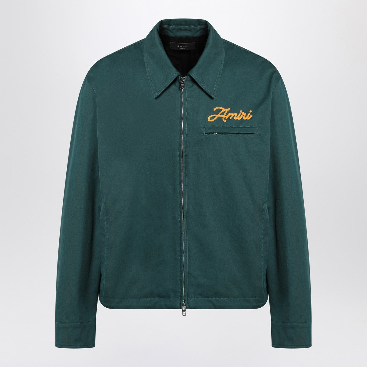 جاكيت أميري أخضر بسحاب وشعار