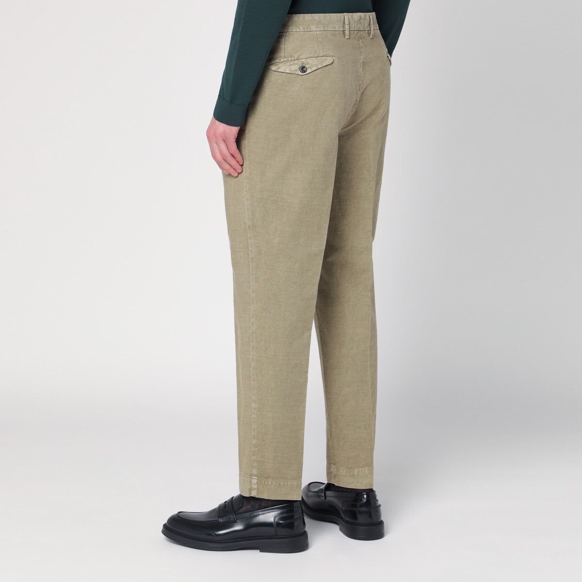 Santaniello Santaniello Sage green trousers in cotton and linen