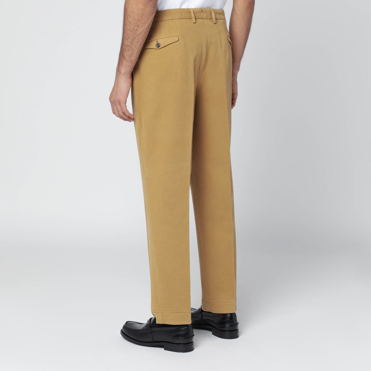 Santaniello Santaniello Ochre cotton and cashmere trousers