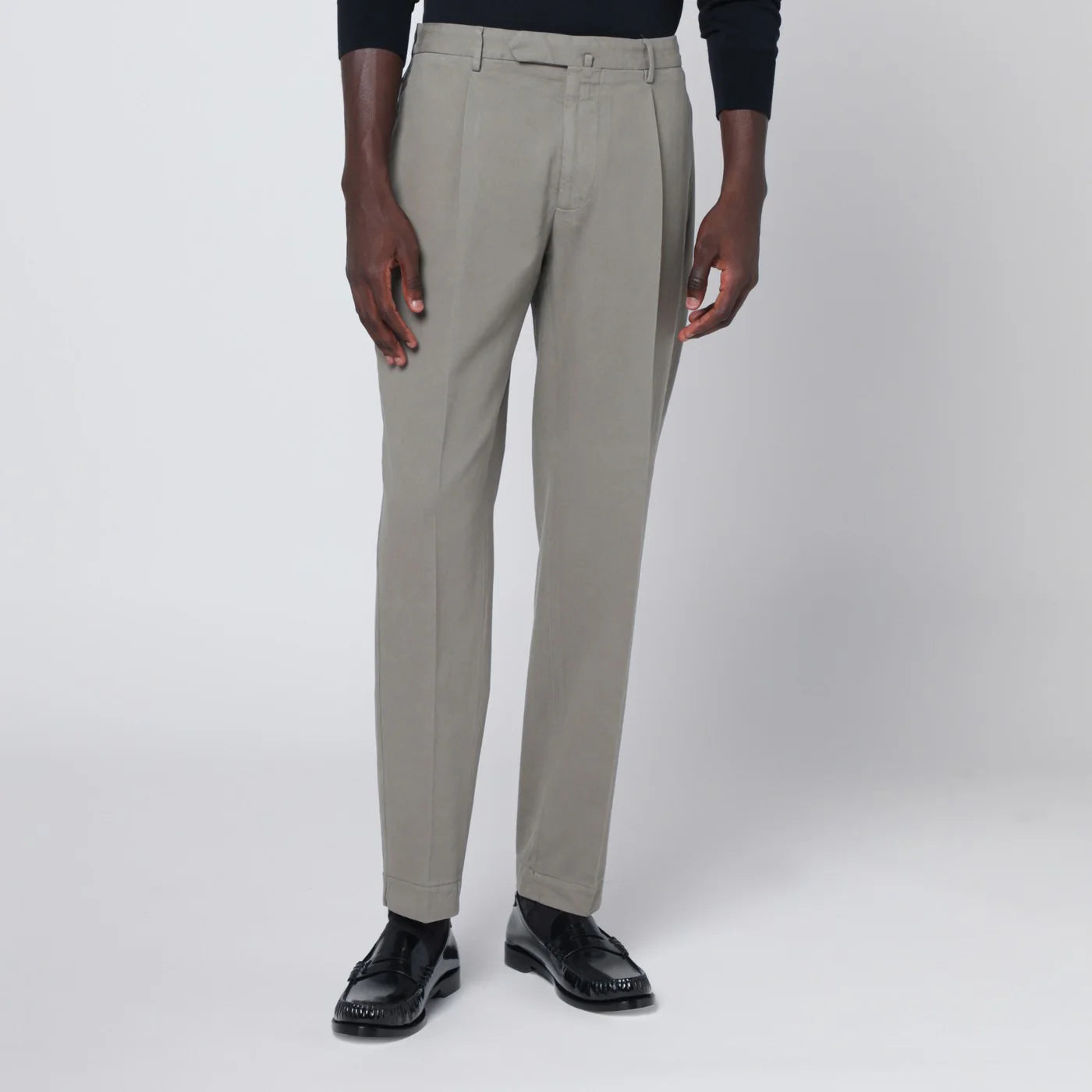 Santaniello Gray cotton and cashmere trousers