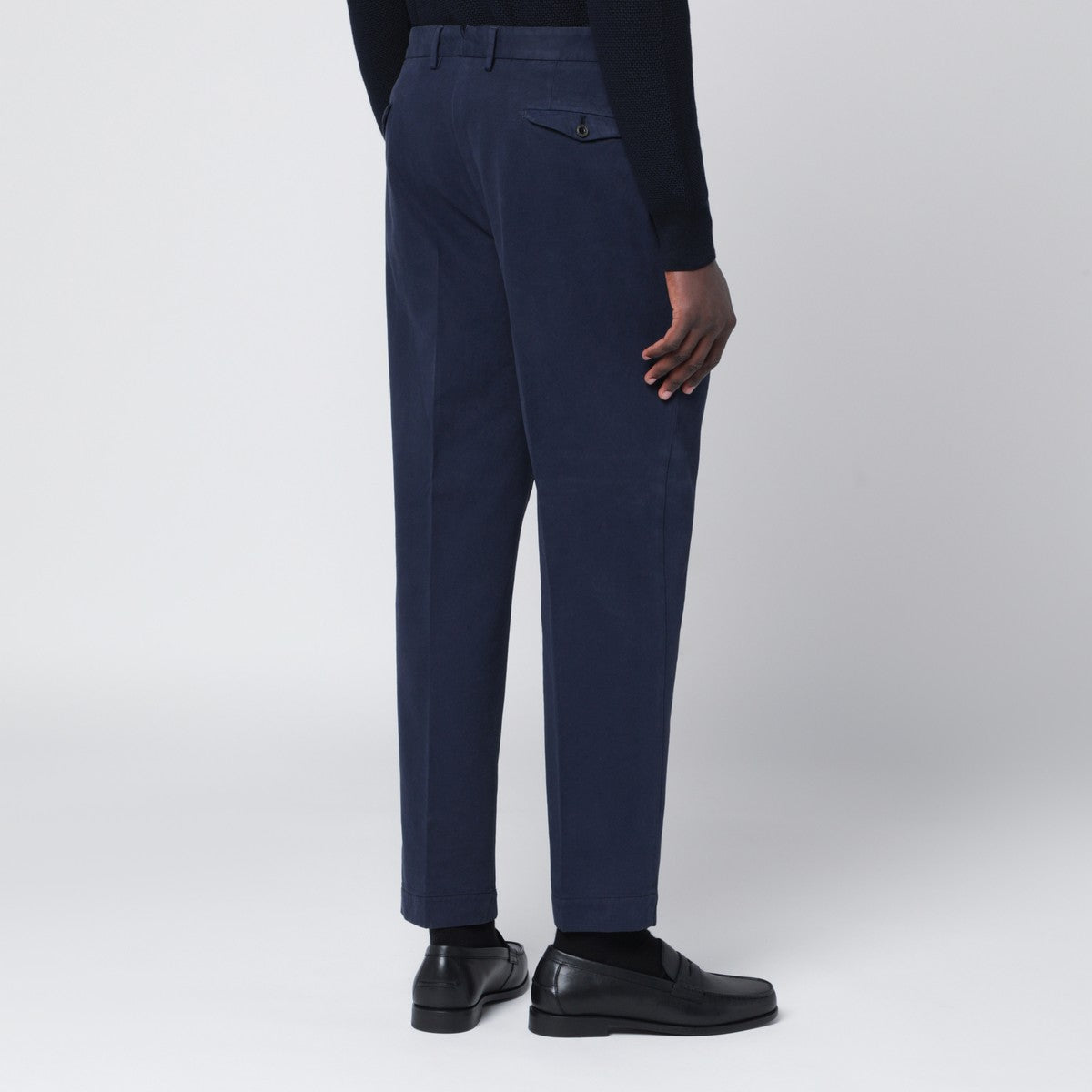Santaniello Santaniello Navy blue cotton and cashmere trousers