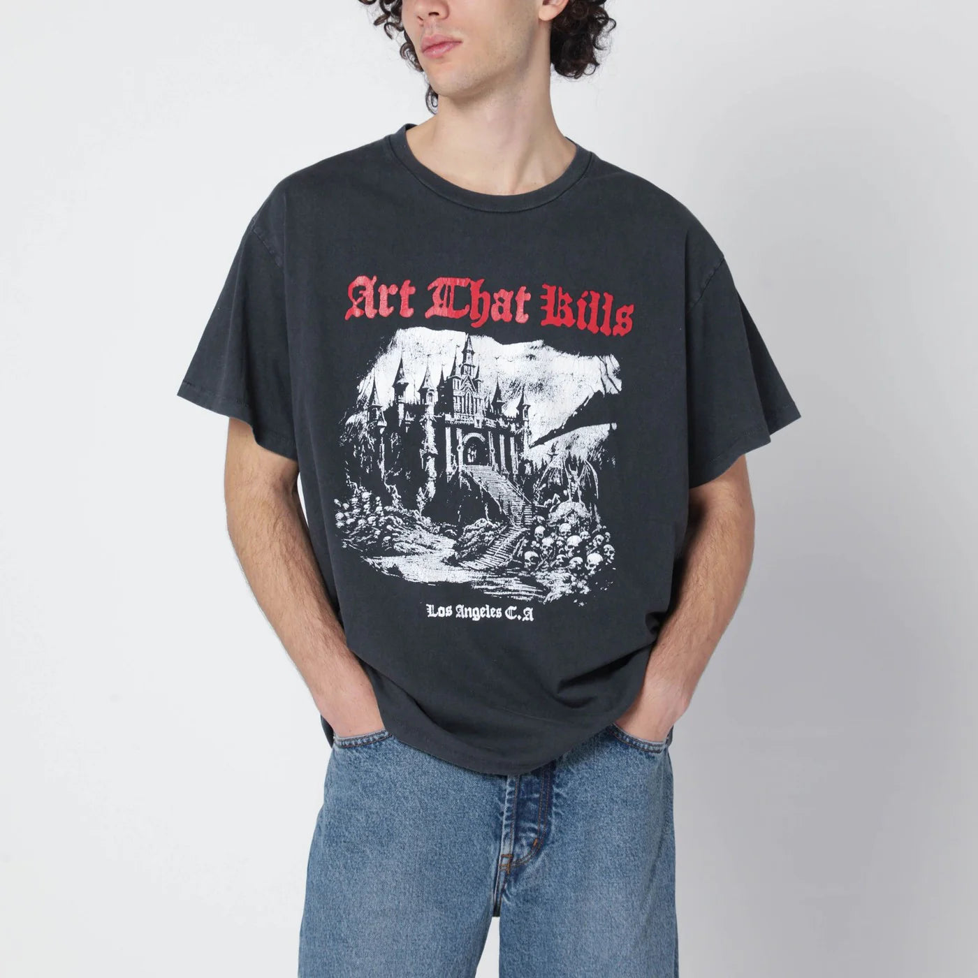 تيشيرت قطني أسود مغسول ATK Castle من Gallery Dept.