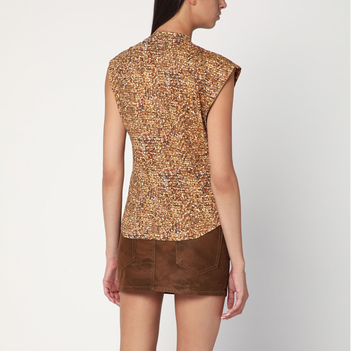 Isabel Marant ISABEL MARANT Asymmetrical Nayda T-shirt with ochre print