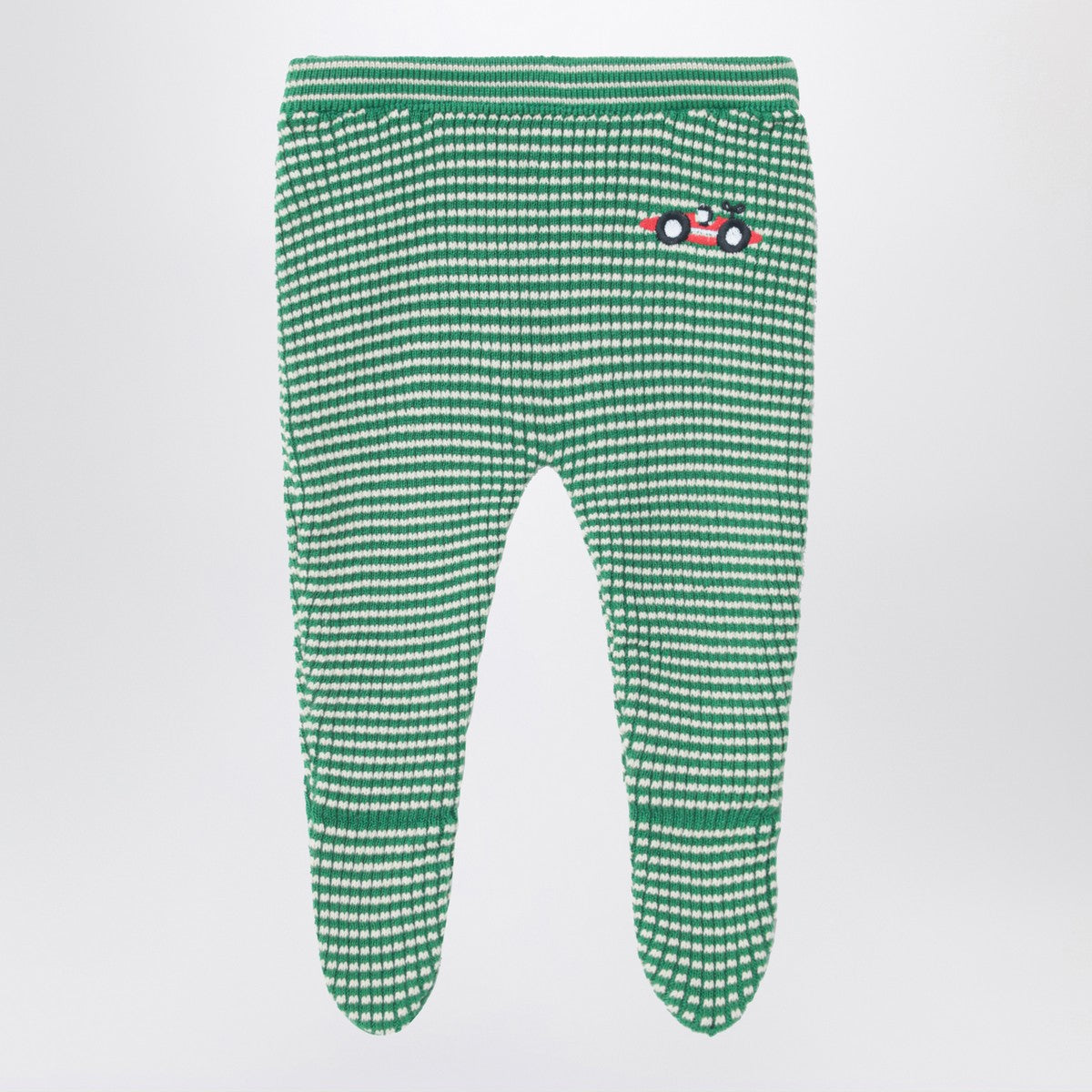 Bobo Choses Bobo Choses Green/white Race Car footed leggings