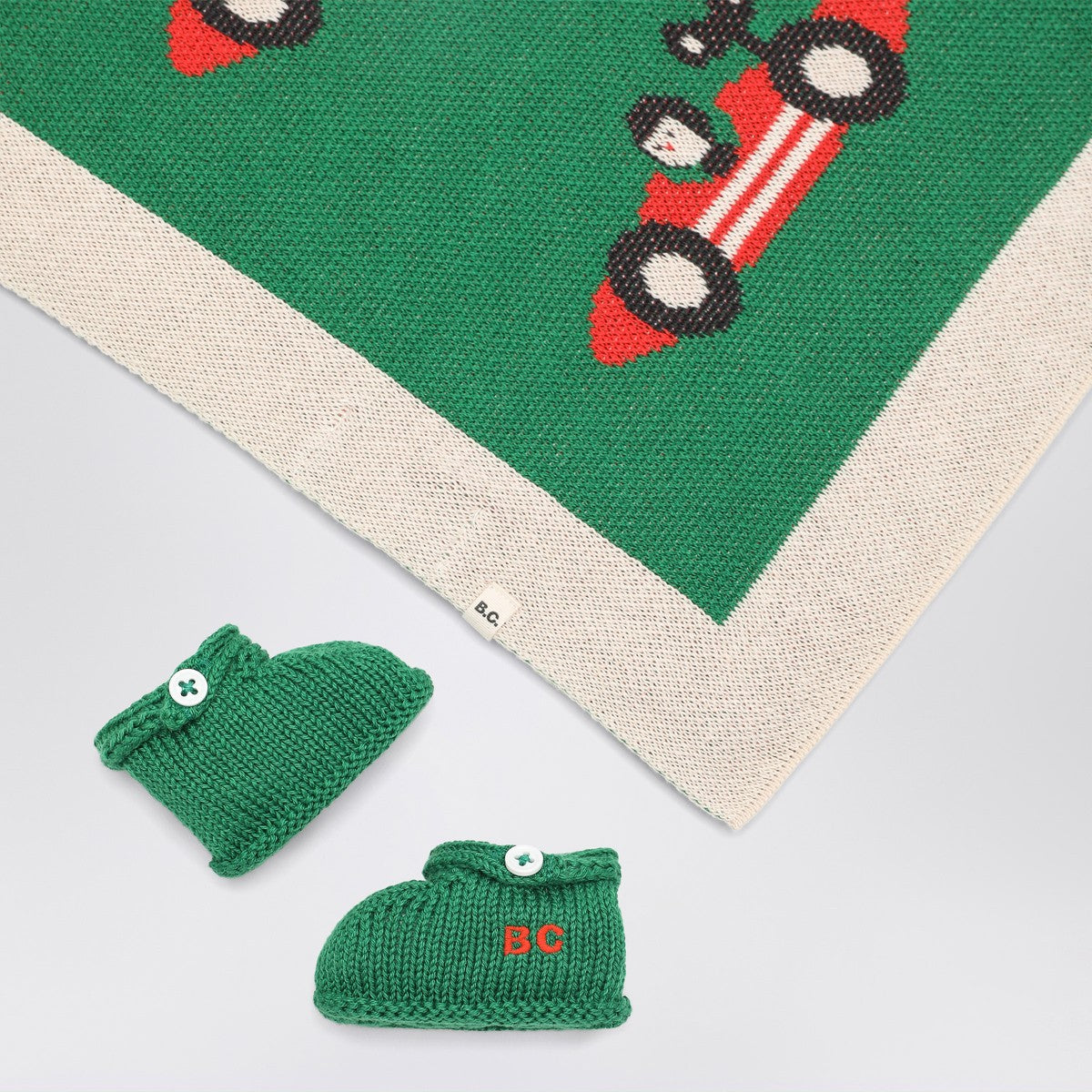 Bobo Choses Bobo Choses Green cotton two-piece Race Car set