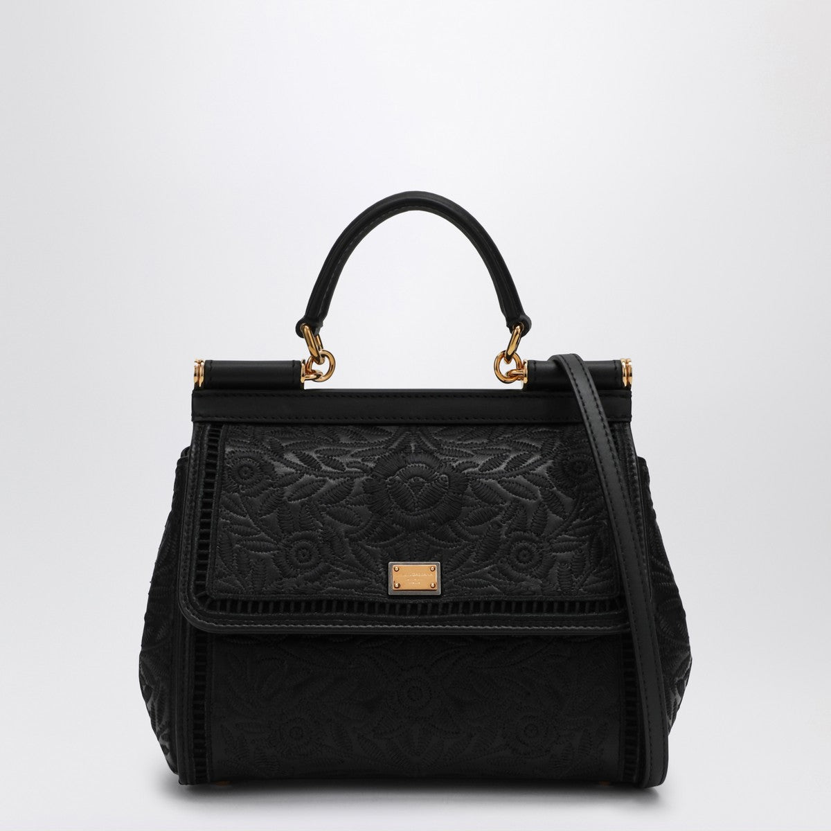 Dolce & Gabbana Dolce & Gabbana Dolce&Gabbana Black embroidered handbag Sicily medium