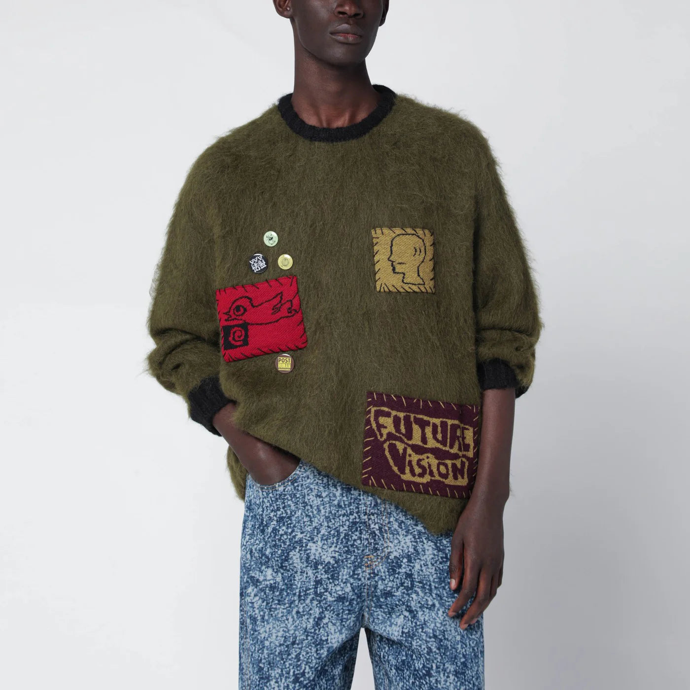 Brain Dead Olive green alpaca-blend sweater