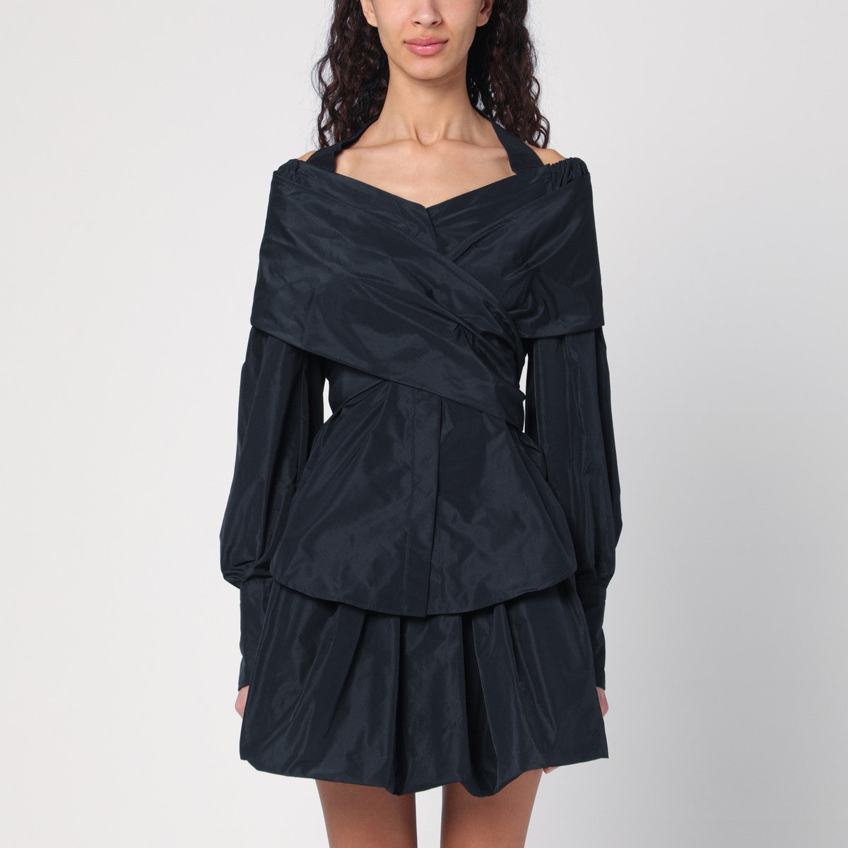 Patou Patou Black blue crossover blouse