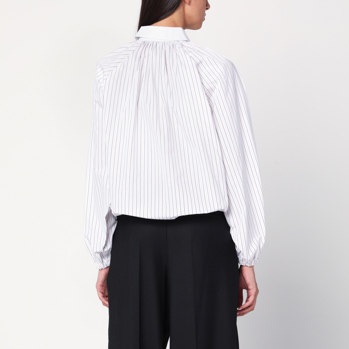 Patou Patou Striped balloon-sleeve shirt in white