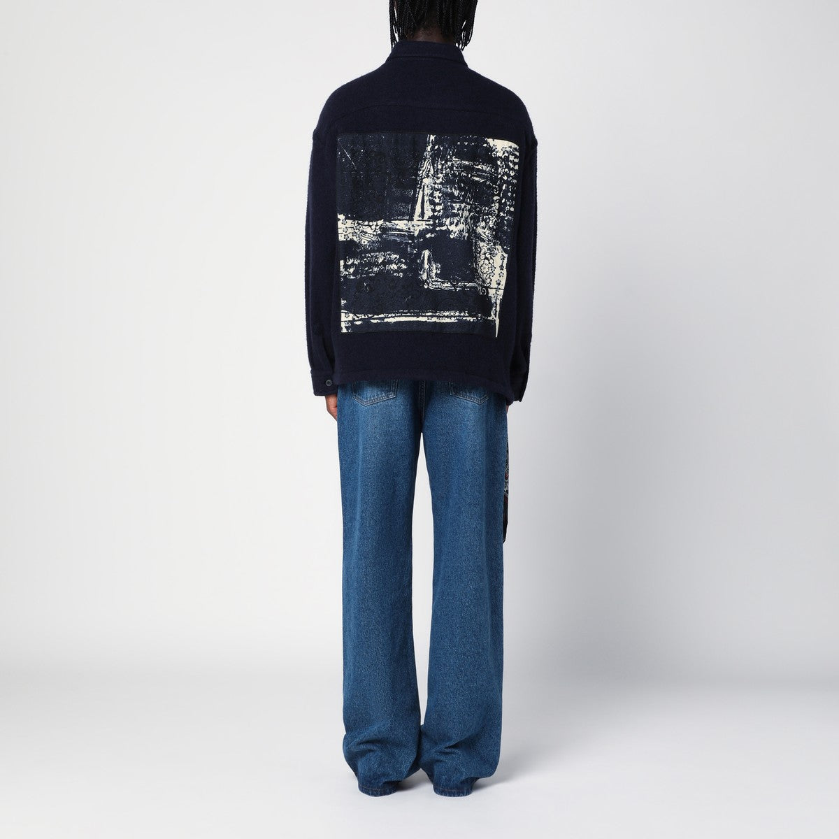 Destin Destin Navy wool overshirt with graphic print