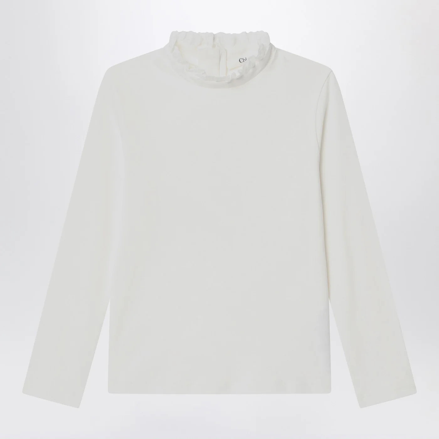 Chloé White top with high neck and ruffles