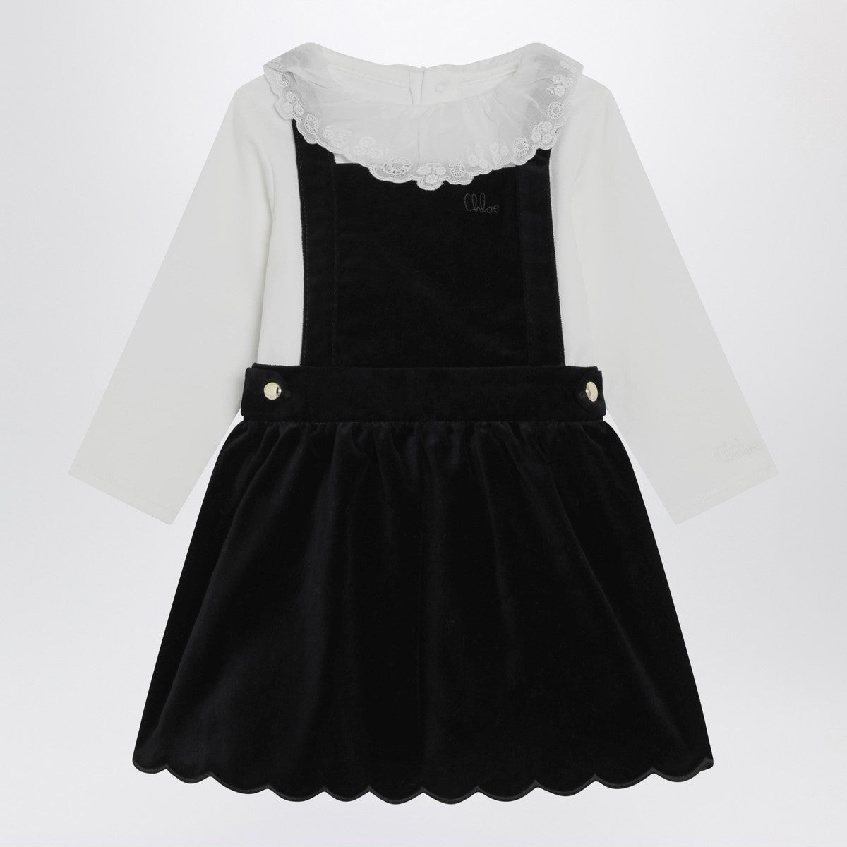 Chloé Chloé White and blue velvet dress