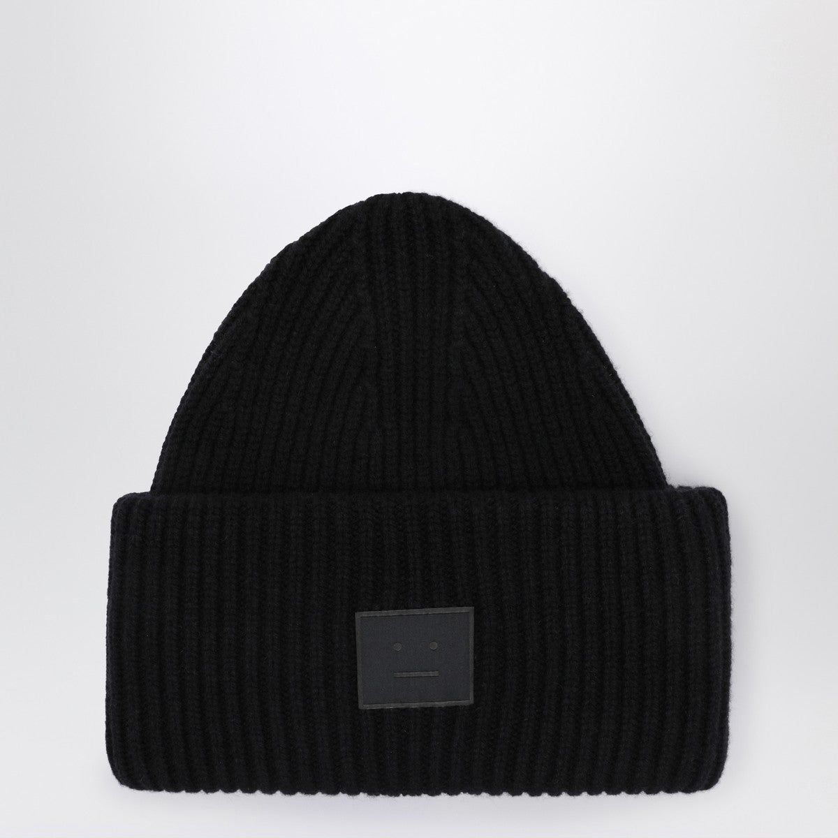Acne Studios Acne Studios Black large face logo beanie - Yak
