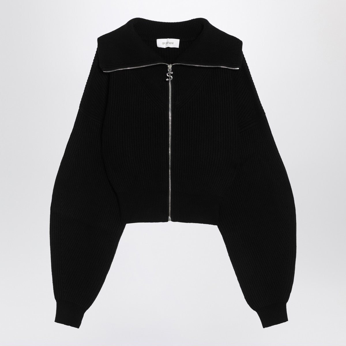 Sportmax Sportmax Black zip-up cardigan in wool and cashmere