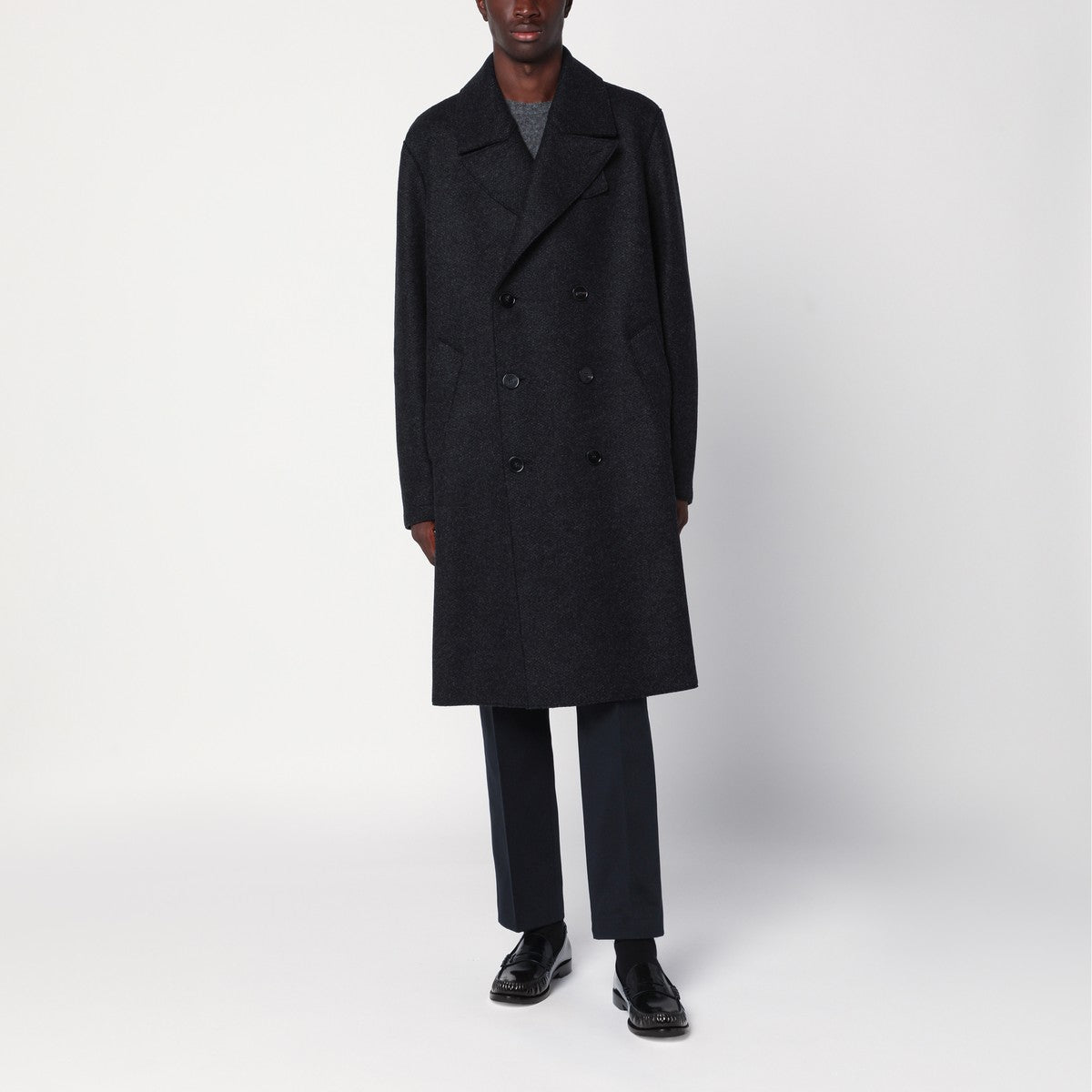 Harris Wharf London Harris Wharf London Anthracite grey double-breasted wool coat