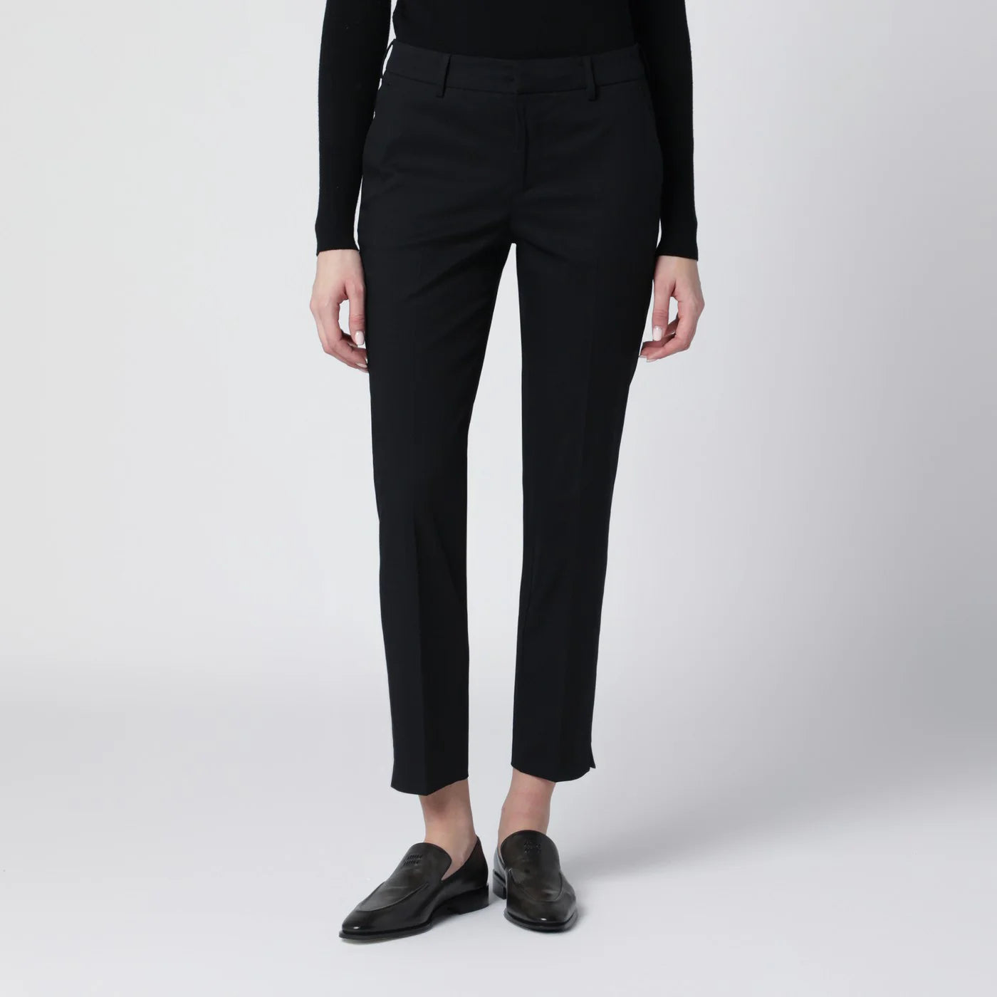 PT Torino Black slim-fit cotton-blend trousers