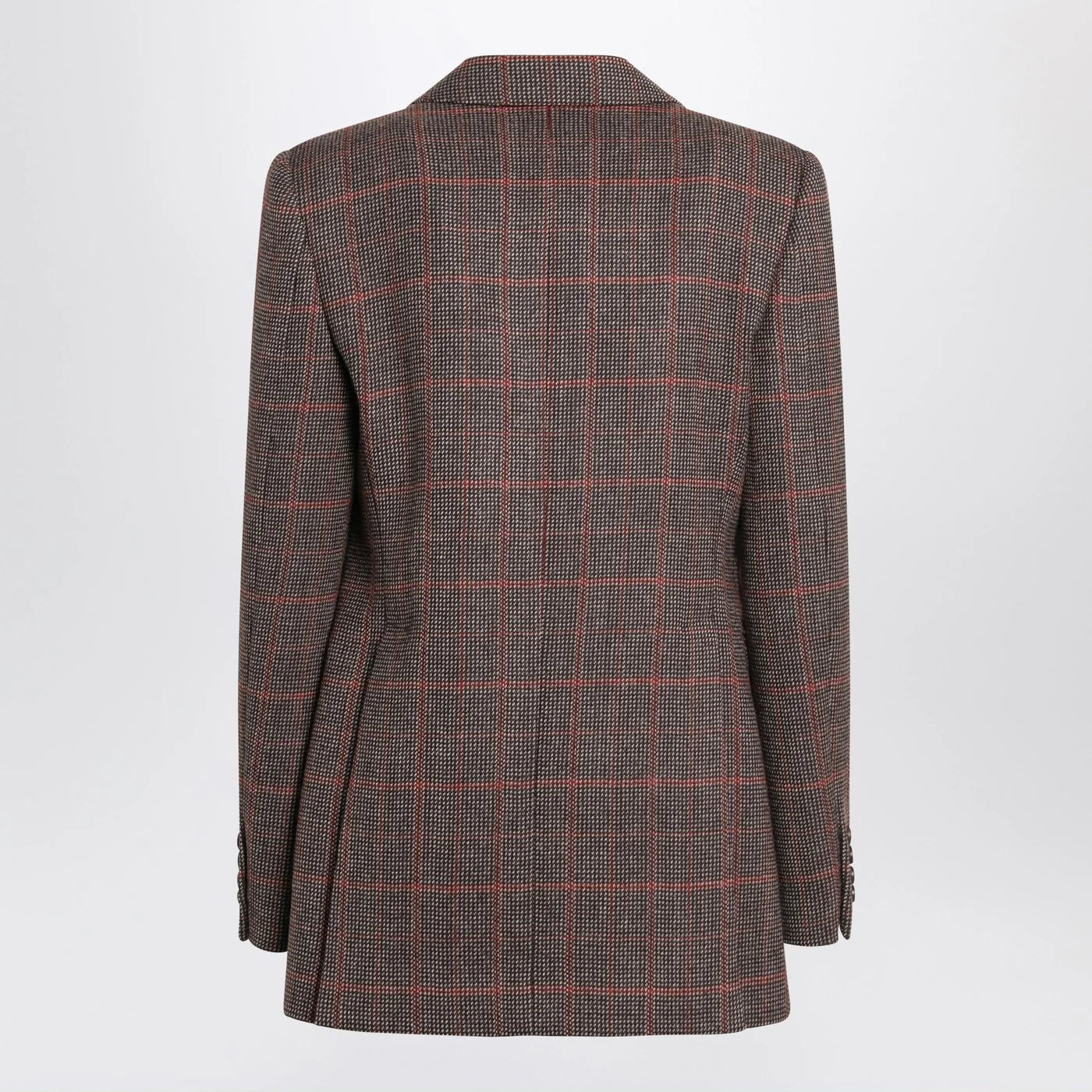 Chloé Single-breasted checked brown wool jacket