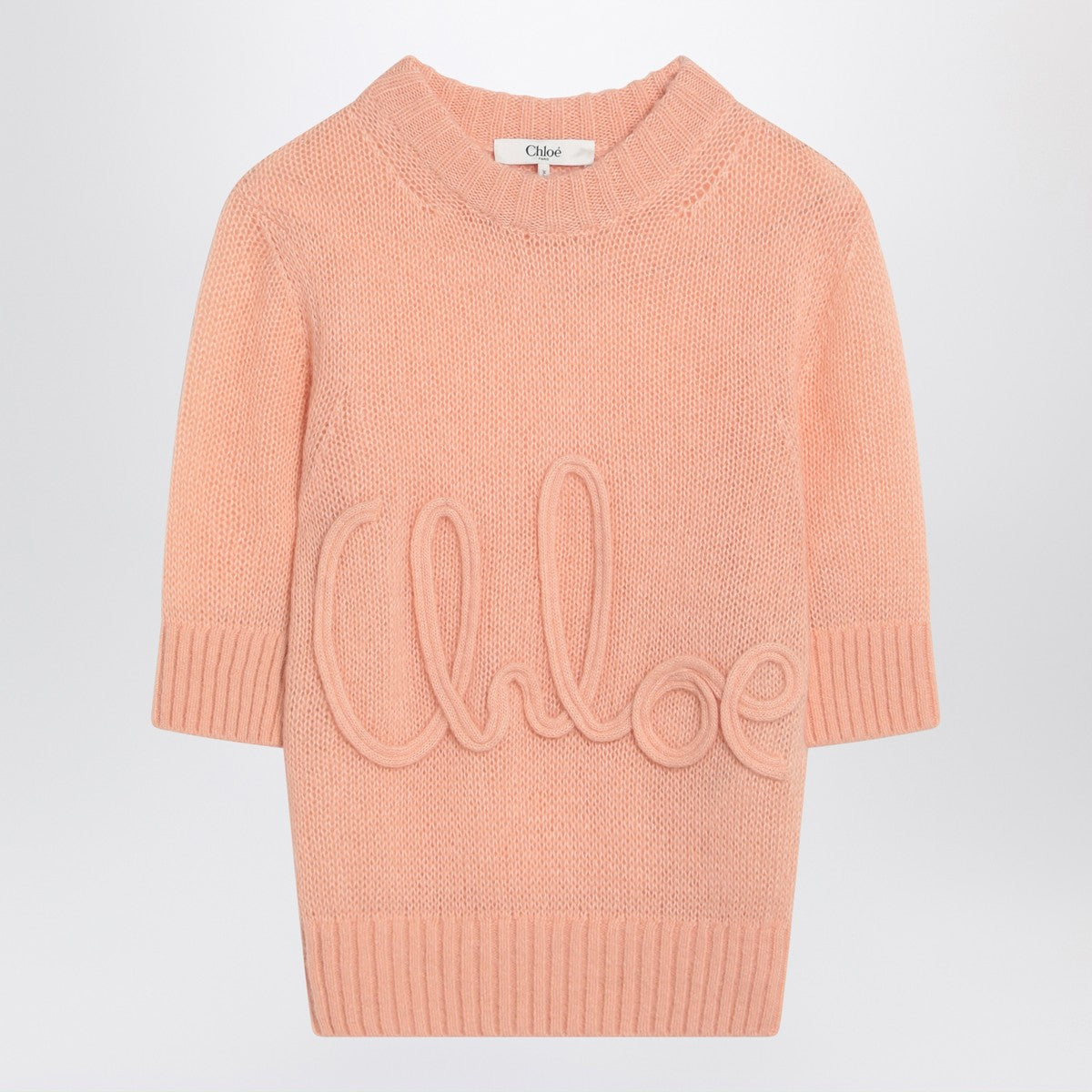Chloé Chloé Peach-colored top with logo embroidery
