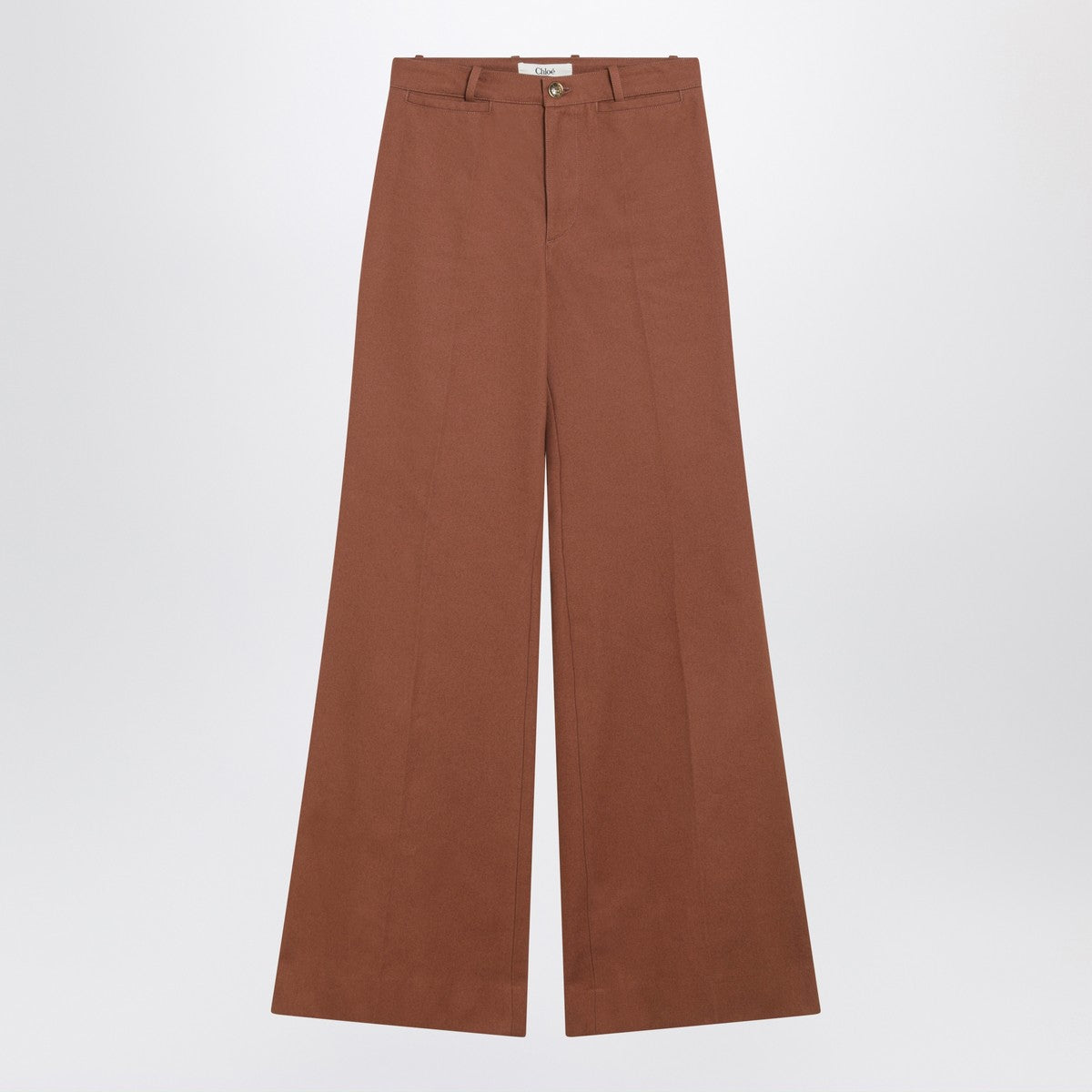 Chloé Chloé Flared cotton trousers in nougat colour