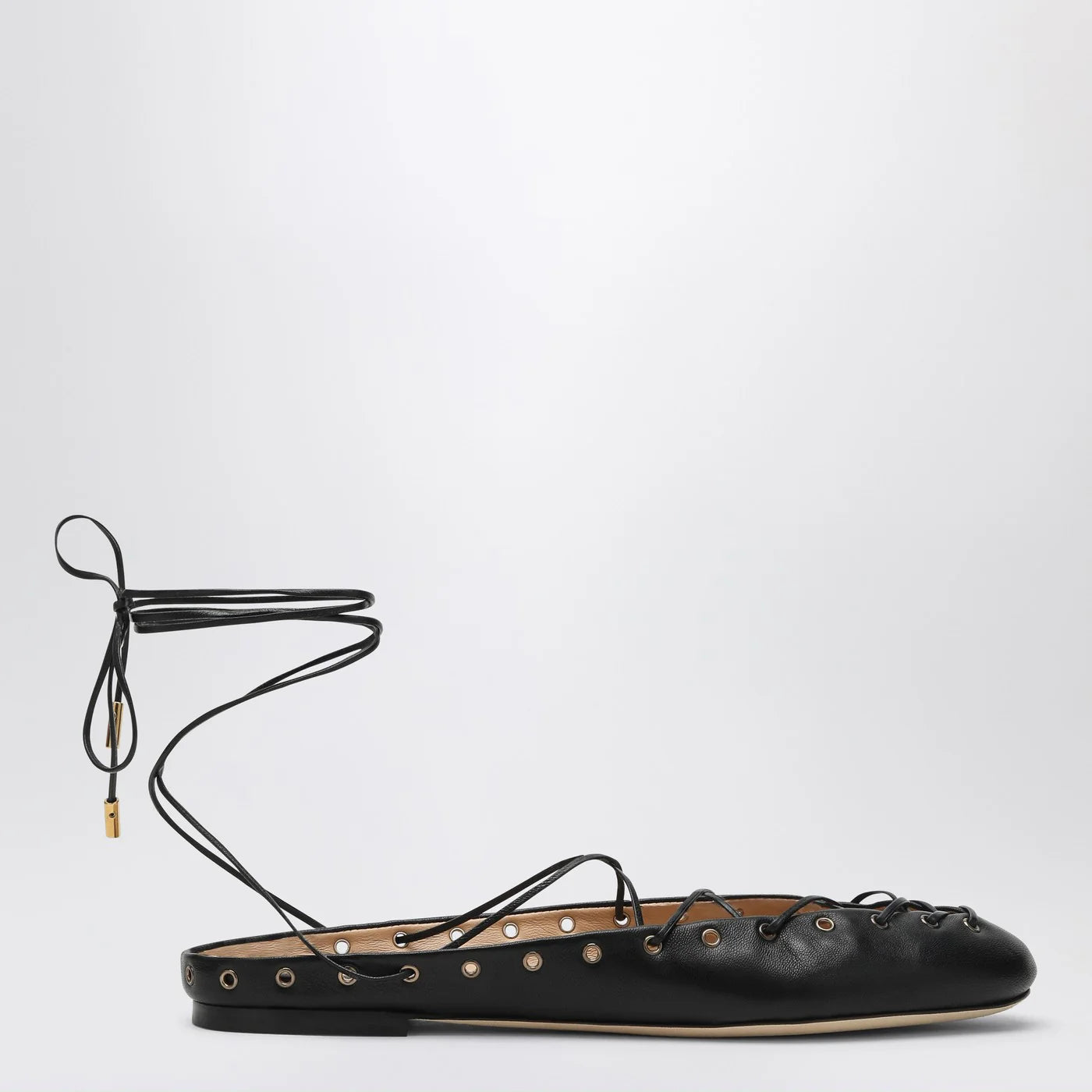 Chloé Black leather ghillie ballerinas