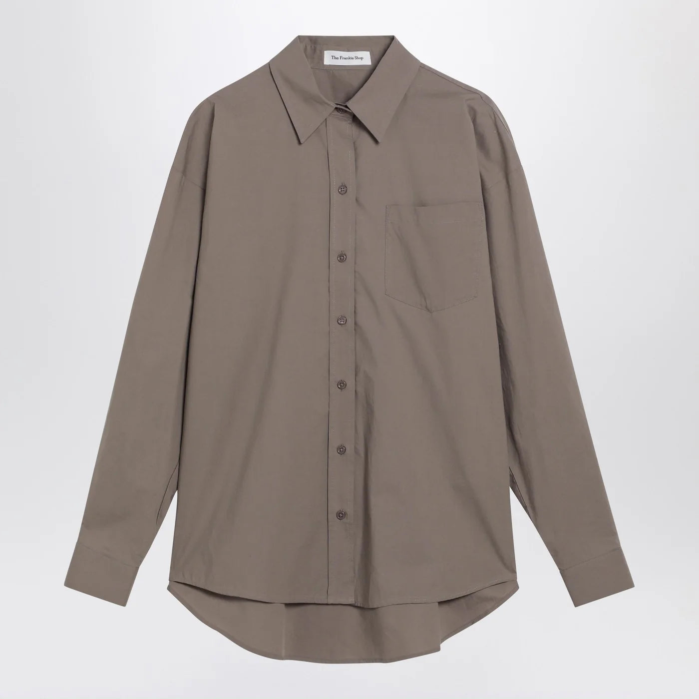 The Frankie Shop Taupe Ornella asymmetric shirt