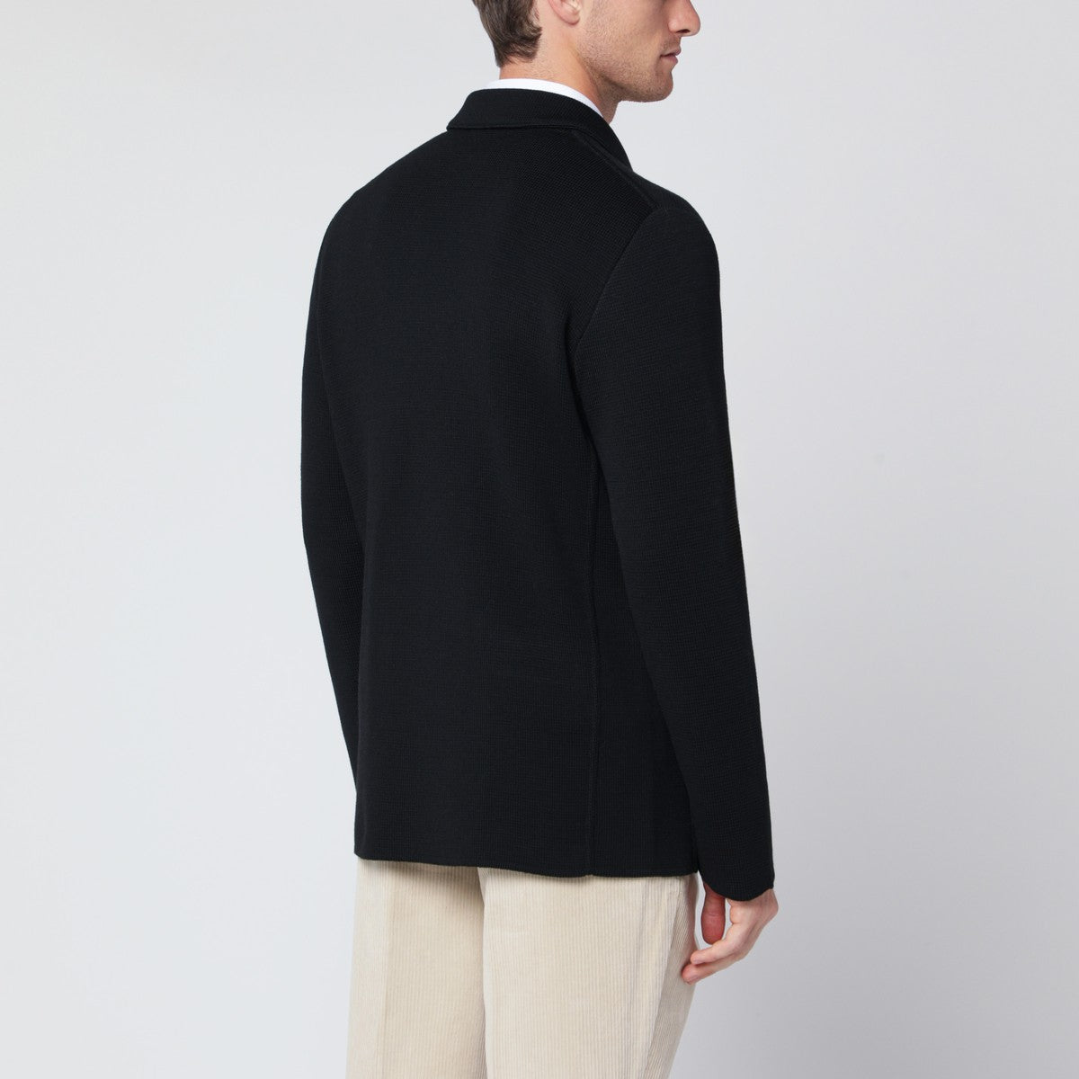 Lardini Lardini Black wool knit double-breasted jacket